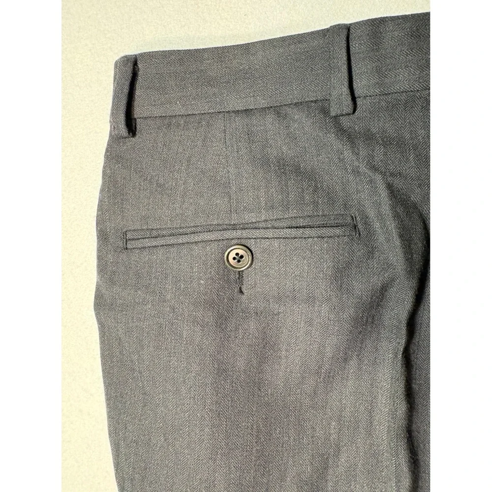 Brooks Brothers 346 Men Wool Stretch Dress Pants 32x29 Gray Herringbone Straight